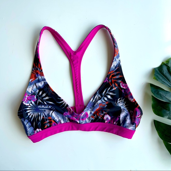 Roxy Other - Roxy M Pink Revisable Pink and Tropical Print Bikini Top